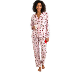 Size XL Hello Kitty Pink & White Striped Women’s Pajamas PJ Pant Set Teddy Bear